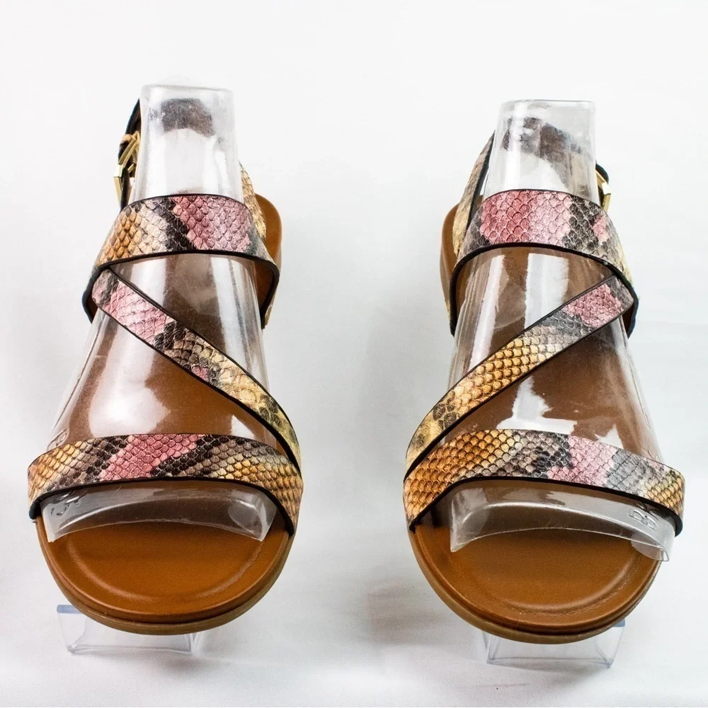 Naturalizer Multi Snake Leather Strap Open Toe Flat Slingback Women Sandals Sz 7 - Picture 4 of 9